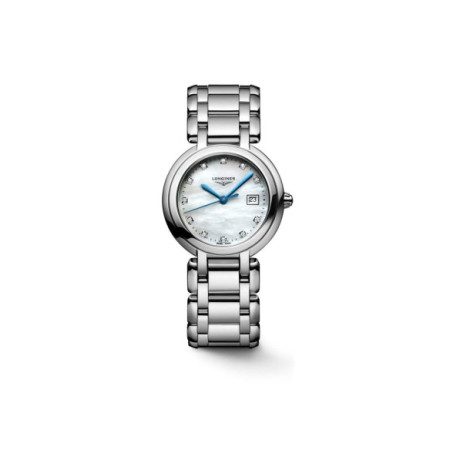 Reloj Longines PrimaLuna L8.122.4.87.6. Género: Mujer. Material: Acero. Tamaño: Menos de 32mm. Correa: Acero. Color esfera: Nácar. Estilo: Clásico. Movimiento: Cuarzo. Características técnicas: Calendario,Hora y segundero