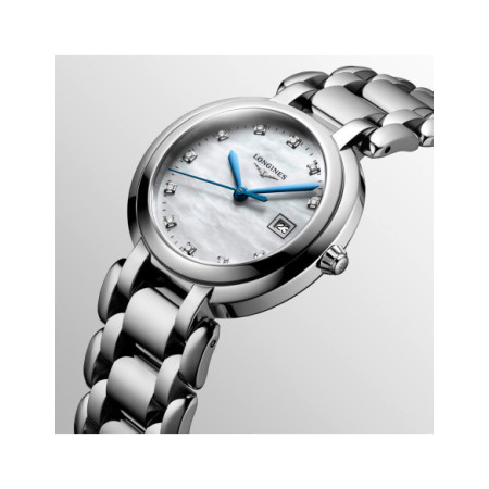 Reloj Longines PrimaLuna L8.122.4.87.6. Género: Mujer. Material: Acero. Tamaño: Menos de 32mm. Correa: Acero. Color esfera: Nácar. Estilo: Clásico. Movimiento: Cuarzo. Características técnicas: Calendario,Hora y segundero