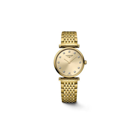 Reloj La Grande Classique de Longines L4.209.2.37.8. Género: Mujer. Material: Acero. Tamaño: Menos de 32mm. Correa: Acero. Color esfera: Dorada. Estilo: Clásico. Movimiento: Cuarzo. Características técnicas: Solo hora
