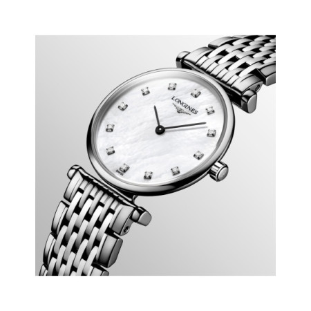 Reloj La Grande Classique de Longines L4.209.4.87.6. Género: Mujer. Material: Acero. Tamaño: Menos de 32mm. Correa: Acero. Color esfera: Nácar. Estilo: Clásico. Movimiento: Cuarzo. Características técnicas: Solo hora