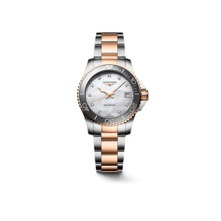 Reloj Longines HydroConquest L3.370.3.89.6. Género: Mujer. Material: Acero. Tamaño: De 32mm a 38mm. Correa: Acero. Color esfera: Nácar. Estilo: Cocktail. Movimiento: Cuarzo. Características técnicas: Calendario,Hora y segundero