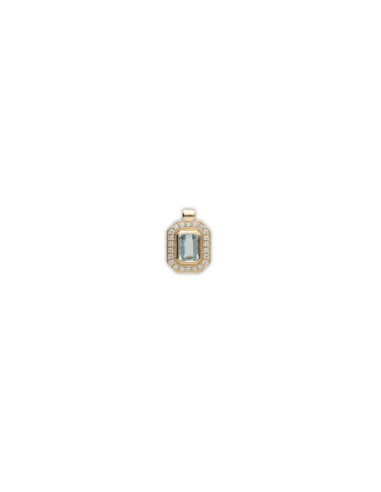 Colgante Oro Amarillo, Aguamarina Y Diamantes
