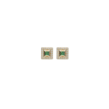 Pendientes Oro Amarillo, Esmeralda Y Diamantes. Género: Mujer. Material: Oro amarillo. Piedras: Diamantes,Esmeraldas
