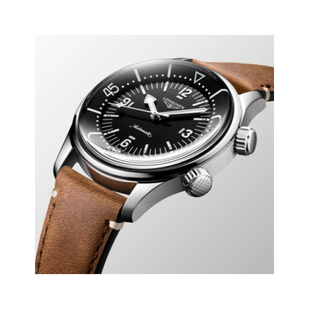 Reloj Longines Diver L3.764.4.50.0. Género: Hombre,Mujer. Material: Acero. Tamaño: De 39mm a 42mm. Correa: Piel. Color esfera: Negro. Estilo: Cocktail,Deportivo. Movimiento: Automático. Características técnicas: Reserva de marcha,Hora y segundero