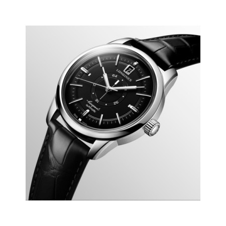 Reloj Longines Conquest Heritage Central Power Reserve L1.648.4.52.2. Género: Hombre. Material: Acero. Tamaño: De 32mm a 38mm. Correa: Piel. Color esfera: Negrol. Estilo: Clásico. Movimiento: Automático. Características técnicas: Calendario,Reserva de marcha,Hora y segundero