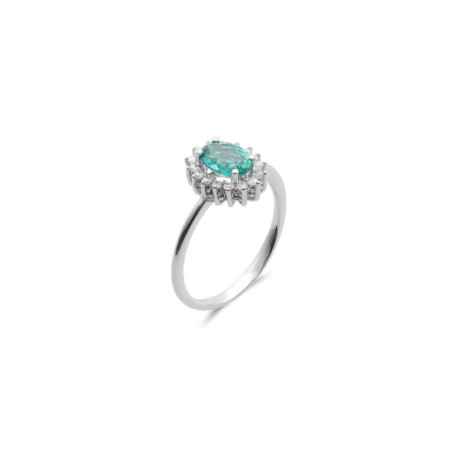 Anillo Oro Blanco, Esmeralda Y Diamantes. Género: Mujer. Material: Oro blanco. Piedras: Diamantes,Esmeraldas