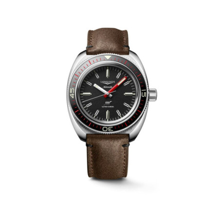 Reloj Longines Ultra-Chron L2.836.4.52.2. Género: Hombre. Material: Acero. Tamaño: De 43mm a 46mm. Correa: Piel. Color esfera: Negro. Estilo: Deportivo. Movimiento: Automático. Características técnicas: Hora y segundero,Reserva de marcha
