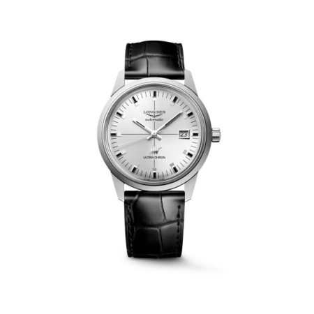 Reloj Longines Ultra-Chron Classic L2.937.4.72.2. Género: Hombre. Material: Acero. Tamaño: De 39mm a 42mm. Correa: Piel. Color esfera: Plata. Estilo: Clásico. Movimiento: Automático. Características técnicas: Calendario,Reserva de marcha,Hora y segundero