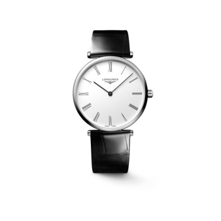 Reloj La Grande Classique de Longines L4.866.4.11.2. Género: Mujer. Material: Acero. Tamaño: De 32mm a 38mm. Correa: Piel. Color esfera: Blanco. Estilo: Clásico. Movimiento: Cuarzo. Características técnicas: Solo hora