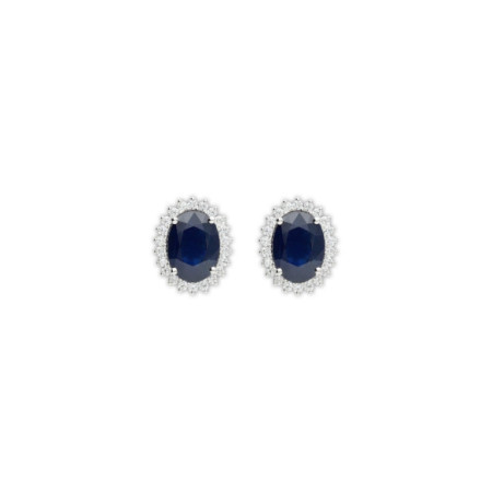 Pendientes Oro Blanco, Zafiro Y Diamantes. Género: Mujer. Material: Oro blanco. Piedras: Diamantes,Zafiros