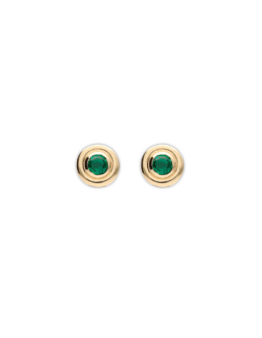 Pendientes Oro Amarillo Y Esmeralda