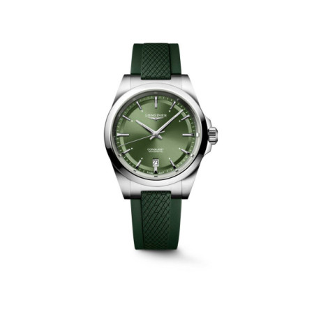 Reloj Longines Conquest L3.720.4.02.9. Género: Hombre,Mujer. Material: Acero. Tamaño: De 32mm a 38mm. Correa: Caucho. Color esfera: Verde. Estilo: Deportivo. Movimiento: Automático. Características técnicas: Calendario,Reserva de marcha,Hora y segundero