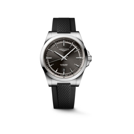 Reloj Longines Conquest L3.830.4.52.9. Género: Hombre. Material: Acero. Tamaño: De 32mm a 38mm. Correa: Caucho. Color esfera: Negro. Estilo: Deportivo. Movimiento: Automático. Características técnicas: Calendario,Reserva de marcha,Hora y segundero
