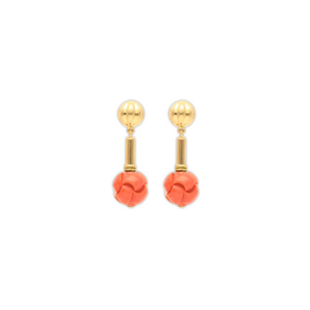 Pendientes Oro Amarillo Y Coral. Género: Mujer. Material: Oro amarillo. Piedras: Coral