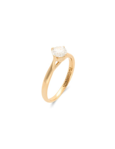 Anillo-Solitario Oro Amarillo Y Diamante