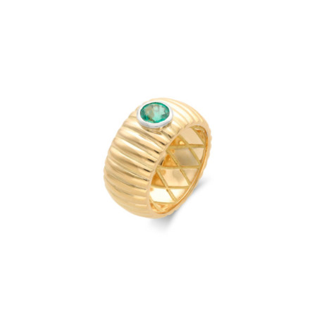 Anillo Oro Amarillo Y Esmeralda. Género: Mujer. Material: Oro amarillo,Oro blanco. Piedras: Esmeraldas