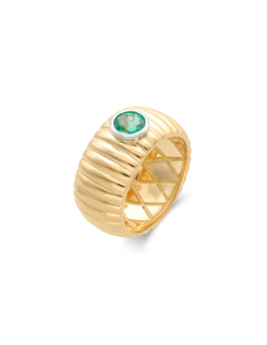 Anillo Oro Amarillo Y Esmeralda
