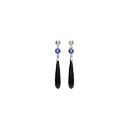 Pendientes Plata, Circonita, Piedra Azul Y Ónix. Género: Mujer. Material: Plata. Piedras: Otras gemas,Circonitas,Onix
