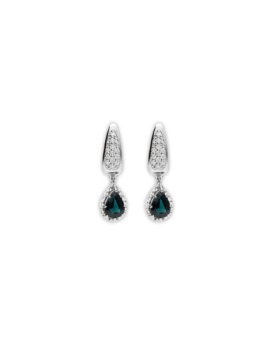 Pendientes Oro Blanco, Zafiro Y Diamantes