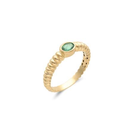Anillo Oro Amarillo Y Esmeralda. Género: Mujer. Material: Oro amarillo. Piedras: Esmeraldas