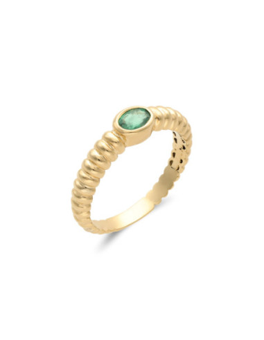 Anillo Oro Amarillo Y Esmeralda