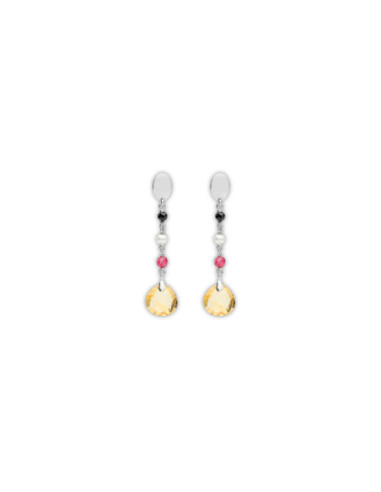Pendientes Plata, Espinela, Perla, Jade Y Citrino