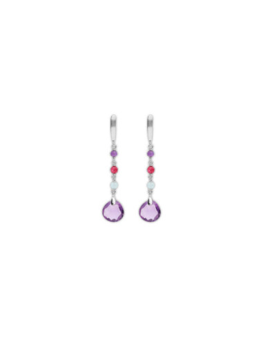 Pendientes Plata, Amatistas, Jade Y Aguamarina