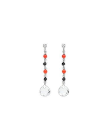 Pendientes Plata, Circonita, Coral, Espinela Y Cuarzo