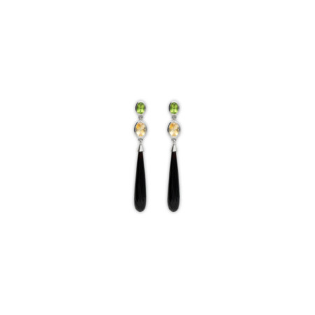 Pendientes Plata, Peridoto, Citrino Y Ónix. Género: Mujer. Material: Plata. Piedras: Onix,Citrino,Peridoto