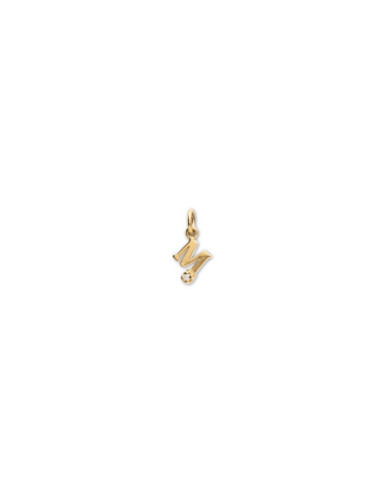 Colgante Oro Amarillo Inicial M Con Diamante