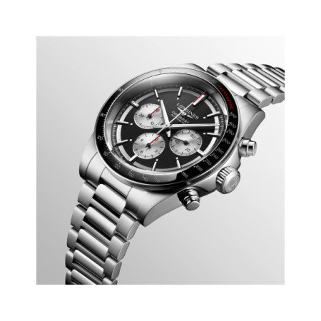 Reloj Longines Conquest Chronograph L3.835.4.52.6. Género: Hombre. Material: Acero,Cerámica. Tamaño: De 39mm a 42mm. Correa: Acero. Color esfera: Negro. Estilo: Deportivo. Movimiento: Automático. Características técnicas: Hora y segundero,Reserva de marcha,Cronógrafo