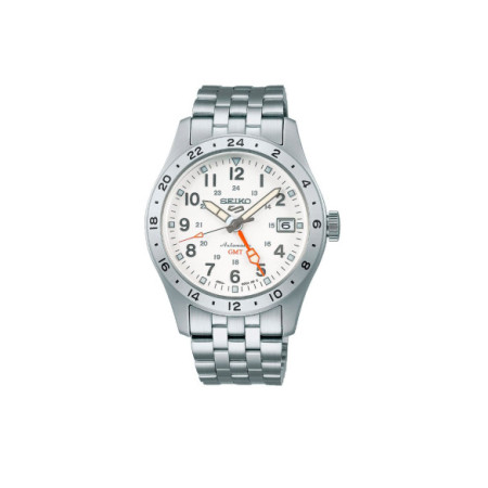 Reloj Seiko 5 Sports Field GMT SSK059K1. Género: Hombre. Material: Acero. Tamaño: De 39mm a 42mm. Correa: Acero. Color esfera: Blanco. Estilo: Casual. Movimiento: Automático. Características técnicas: Calendario,Hora y segundero