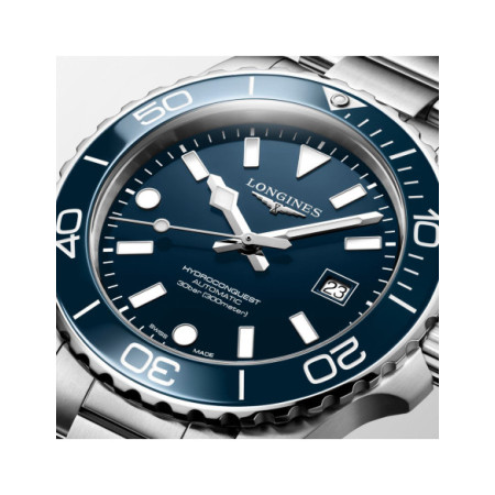 Reloj Longines Hydroconquest L3.788.4.96.6. Género: Hombre. Material: Acero,Cerámica. Tamaño: De 39mm a 42mm. Correa: Acero. Color esfera: Azul. Estilo: Deportivo. Movimiento: Automático. Características técnicas: Reserva de marcha,Hora y segundero,Calendario