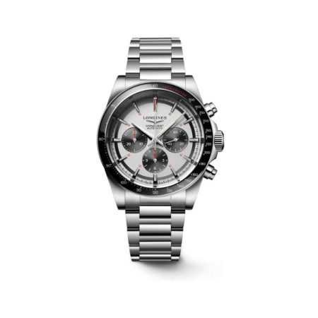 Reloj Longines Conquest Chronograph L3.835.4.72.6. Género: Hombre. Material: Acero,Cerámica. Tamaño: De 39mm a 42mm. Correa: Acero. Color esfera: Plata. Estilo: Cocktail. Movimiento: Automático. Características técnicas: Hora y segundero,Reserva de marcha,Cronógrafo