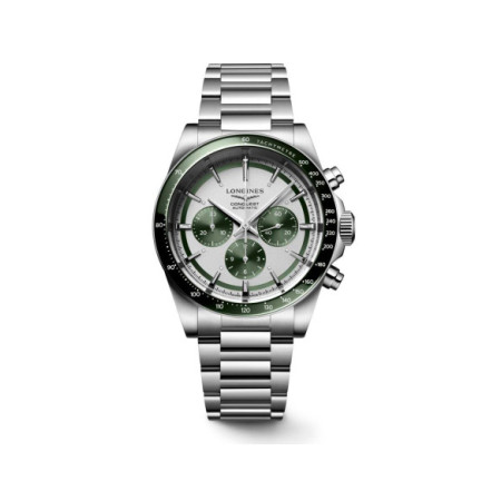 Reloj Longines Conquest Chronograph L3.835.4.02.6. Género: Hombre. Material: Acero,Cerámica. Tamaño: De 39mm a 42mm. Correa: Acero. Color esfera: Plata. Estilo: Cocktail. Movimiento: Automático. Características técnicas: Hora y segundero,Reserva de marcha,Cronógrafo