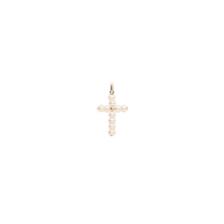 Colgante Cruz Oro Amarillo Y Perlas. Género: Mujer,Niña. Material: Oro amarillo. Piedras: Perlas