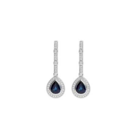 Pendientes Oro Blanco, Zafiro Y Diamantes. Género: Mujer. Material: Oro blanco. Piedras: Diamantes,Zafiros
