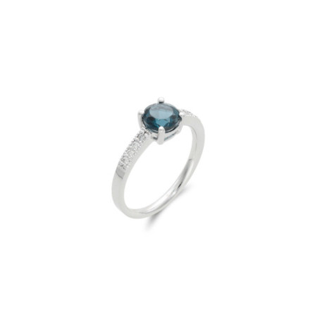 Anillo Oro Blanco, Topacio Y Diamantes. Género: Mujer. Material: Oro blanco. Piedras: Diamantes,Topacio azul