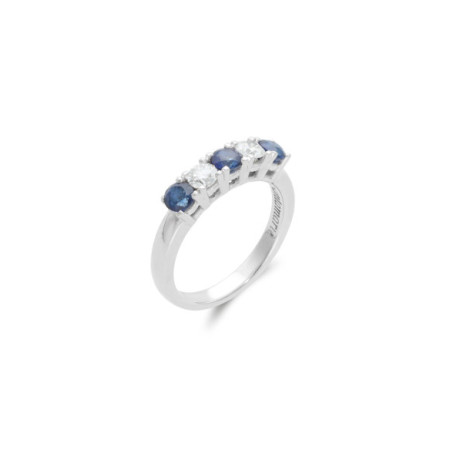 Anillo Oro Blanco, Zafiros Y Diamantes. Género: Mujer. Material: Oro blanco. Piedras: Diamantes,Zafiros