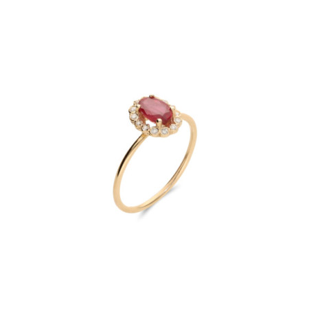 Anillo Oro Amarillo, Rubí Y Diamantes. Género: Mujer. Material: Oro amarillo. Piedras: Diamantes,Rubies