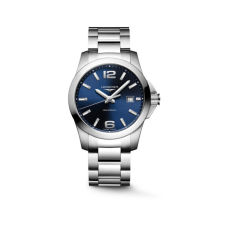 Reloj Longines Conquest L3.759.4.96.6. Género: Hombre. Material: Acero. Tamaño: De 39mm a 42mm. Correa: Acero. Color esfera: Azul. Estilo: Casual. Movimiento: Cuarzo. Características técnicas: Hora y segundero,Calendario