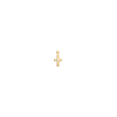Colgante Mini Cruz Oro Amarillo Y Diamante. Género: Mujer,Niña. Material: Oro amarillo. Piedras: Diamantes