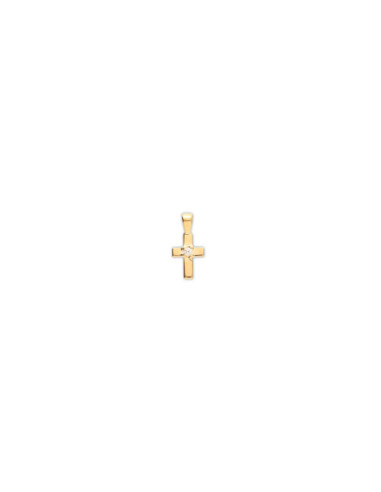 Colgante Mini Cruz Oro Amarillo Y Diamante