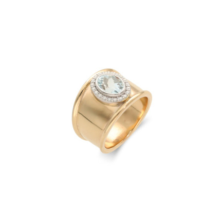 Anillo Oro Amarillo-Blanco, Aguamarina Y Diamantes. Género: Mujer. Material: Oro amarillo,Oro blanco. Piedras: Diamantes,Aguamarinas