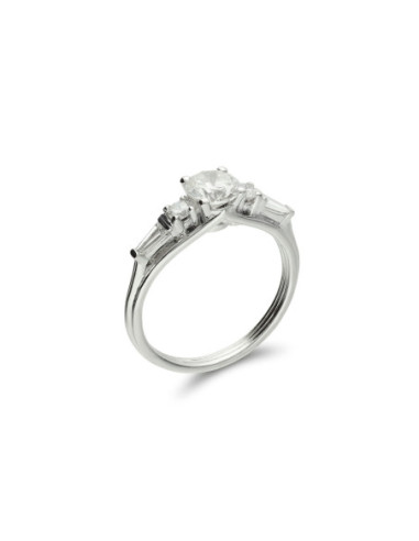 Anillo Oro Blanco Y Diamantes