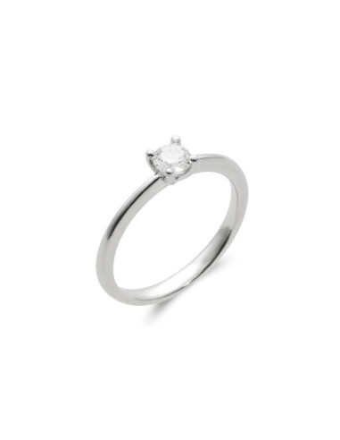 Anillo-Solitario Oro Blanco Y Diamante