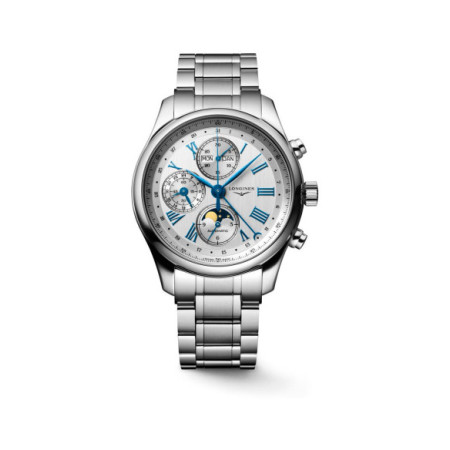 Reloj Longines Master Collection Chrono Moonphase L2.773.4.71.6. Género: Hombre. Material: Acero. Tamaño: De 39mm a 42mm. Correa: Acero. Color esfera: Plata. Estilo: Casual. Movimiento: Automático. Características técnicas: Hora y segundero,Calendario,Cronógrafo,Reserva de marcha