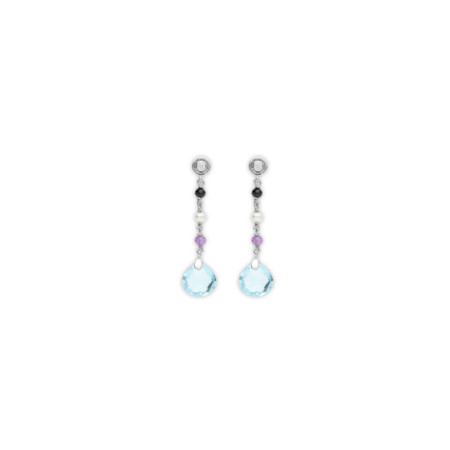 Pendientes Plata Con Circonita Y Piedras De Color. Género: Mujer. Material: Plata. Piedras: Amatistas,Espinela,Perlas,Topacio azul