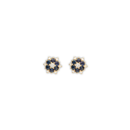 Pendientes Oro Amarillo, Zafiros Y Diamantes. Género: Mujer. Material: Oro amarillo. Piedras: Diamantes,Zafiros