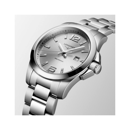 Reloj Longines Conquest L3.760.4.76.6. Género: Hombre. Material: Acero. Tamaño: De 43mm a 46mm. Correa: Acero. Color esfera: Plata. Estilo: Casual. Movimiento: Cuarzo. Características técnicas: Calendario,Hora y segundero